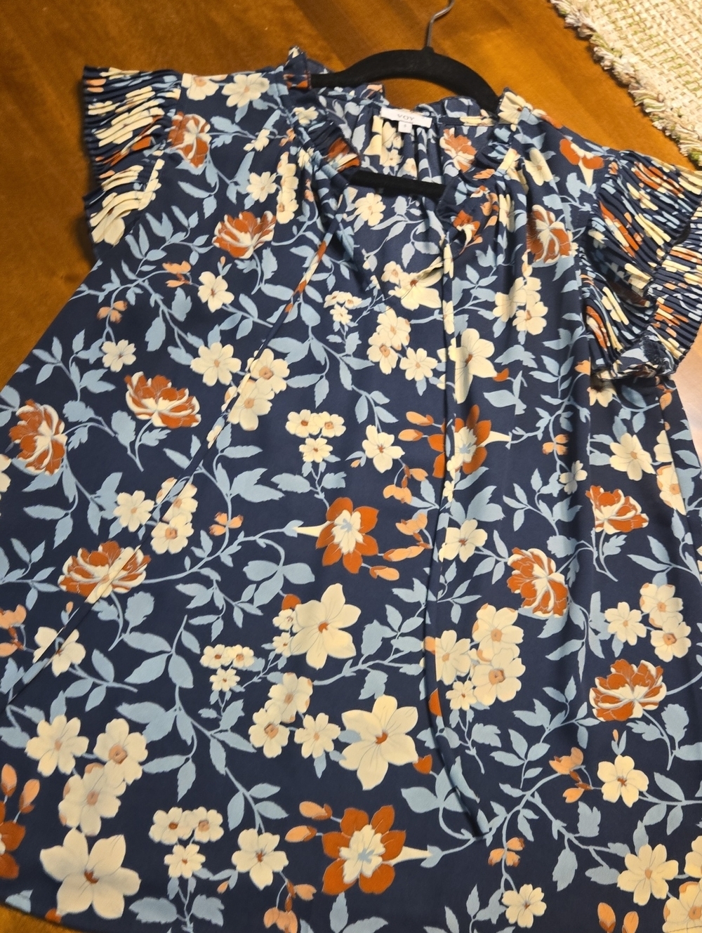 Floral Navy Blue Women's Blouse - By VOY.